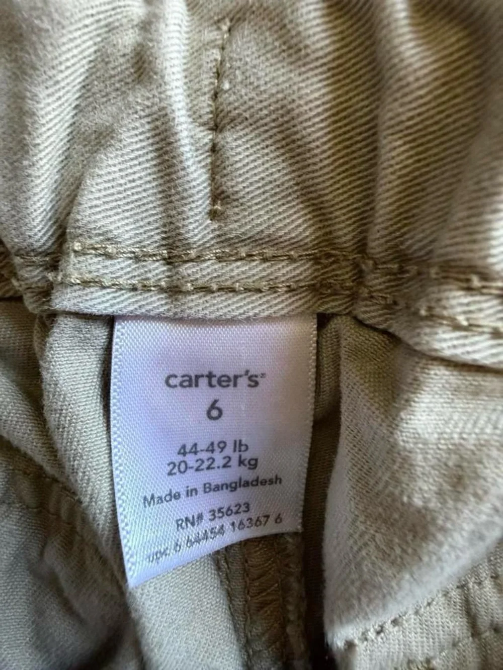 Carter’s Khaki Cargo Shorts Boys Size 6 Tan EUC